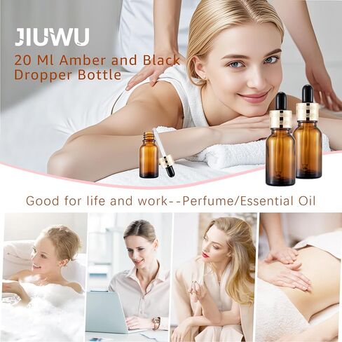 JIUWU 20 Pack 2/3 Oz Green Glass Dropper Bottle,20 Ml Eye Dropper Bottle with 10 Funnels,Tincture Bottles,Pretty Finish,Leak-Proof Design,Stronger Suction for Essential Oil,Liquids,Perfume in Saudi Arabia