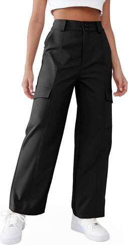 Women's High Waist Cargo Pants Water-Resistant Fabric Hiking Pants Elastic Waistband Patchwork Tailoring Slim-fit in Saudi Arabia