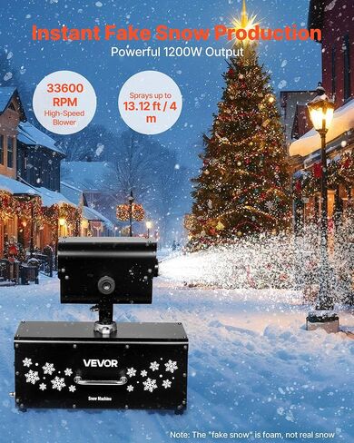 VEVOR Snow Machine, 800W Handheld/Hanging Snow Maker, Portable Wireless Remote Snowmaking machine with 1L Tank & Handle, Outdoor & Indoor Snowflake Maker for Christmas Party Stage Effect in Kuwait