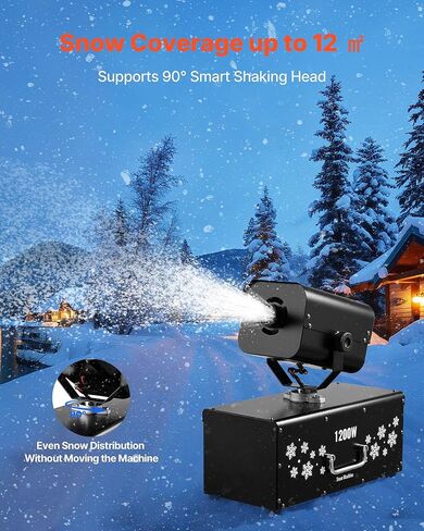 VEVOR Snow Machine, 800W Handheld/Hanging Snow Maker, Portable Wireless Remote Snowmaking machine with 1L Tank & Handle, Outdoor & Indoor Snowflake Maker for Christmas Party Stage Effect in Kuwait