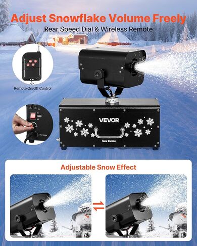 VEVOR Snow Machine, 800W Handheld/Hanging Snow Maker, Portable Wireless Remote Snowmaking machine with 1L Tank & Handle, Outdoor & Indoor Snowflake Maker for Christmas Party Stage Effect in Kuwait
