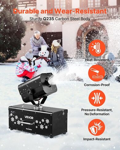VEVOR Snow Machine, 800W Handheld/Hanging Snow Maker, Portable Wireless Remote Snowmaking machine with 1L Tank & Handle, Outdoor & Indoor Snowflake Maker for Christmas Party Stage Effect in Kuwait