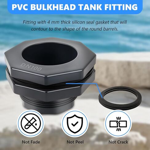 Bulkhead Fitting 3 Inch PVC - Heavy-Duty Plumbing Kit for Water Tank, Aquariums, Rain Barrels & Pools with Reinforced Seals in Saudi Arabia