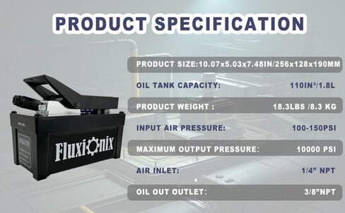 Air Hydraulic Pump 10,000 PSI, 1.7L Reservoir, NPT 1/4" Inlet, NPT 3/8" Oil Outlet,Hydraulic Pump Air Hydraulic Foot Pump with 6.6ft Pipe, Blue in Kuwait