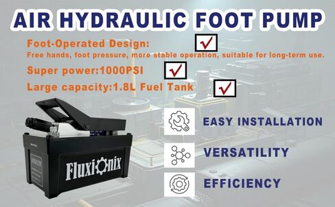 Air Hydraulic Pump 10,000 PSI, 1.7L Reservoir, NPT 1/4" Inlet, NPT 3/8" Oil Outlet,Hydraulic Pump Air Hydraulic Foot Pump with 6.6ft Pipe, Blue in Kuwait