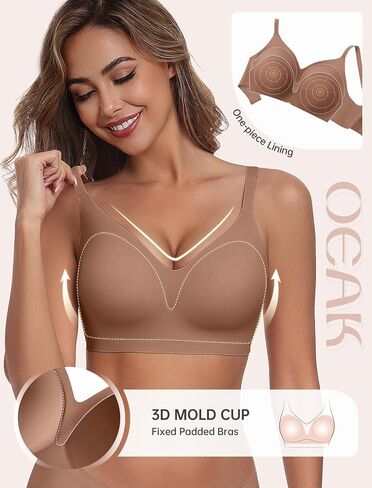 Oeak Womens مريحة حمالة صدرية الدفع Up Bras الدعم اللاسلكي رفع Brassiere v الرقبة تغطية كاملة كل يوم in Saudi Arabia