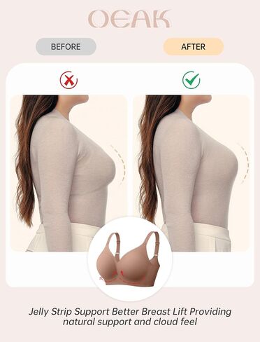 Oeak Womens مريحة حمالة صدرية الدفع Up Bras الدعم اللاسلكي رفع Brassiere v الرقبة تغطية كاملة كل يوم in Saudi Arabia