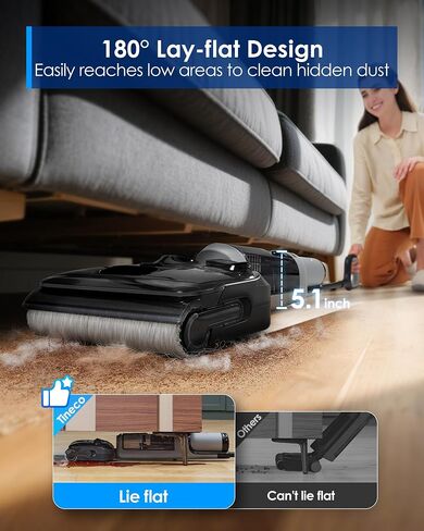 Tineco FLOOR ONE i5 Stretch Wet Dry Vacuum Cleaner, Vacuum & Mop in One Step, 20kpa Powerful Suction, 180° Lay-flat Design, Anti-Tangle Design, Dual-sided Edge Cleaning, Up to 30* minutes Runtime in Kuwait