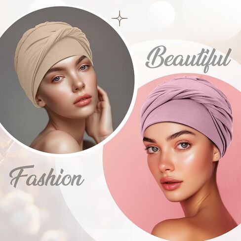 Zhengmy 4 PCS Chemo Beanies Hats للنساء عقدة رئيسية ممسة برأس عمامة مرنة لفائف لمرضى تساقط الشعر للسرطان متعددة الألوان in Saudi Arabia