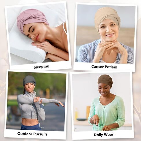 Zhengmy 4 PCS Chemo Beanies Hats للنساء عقدة رئيسية ممسة برأس عمامة مرنة لفائف لمرضى تساقط الشعر للسرطان متعددة الألوان in Saudi Arabia