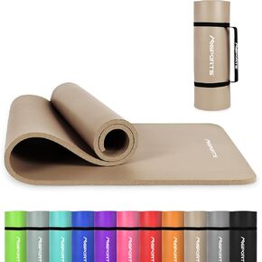 Yoga Mat Premium Non Slip Thick – Extra Comfortable Exercise Mat for Home Workouts, Pilates, Stretching & Gym – Cushioned NBR Foam, Gym Mat with Strap, for Women & Men in Saudi Arabia