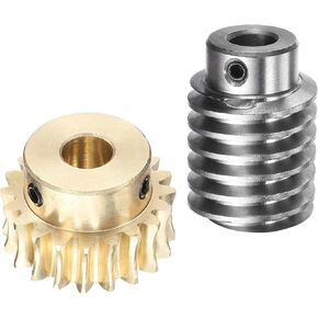 uxcell Worm Gear Set 20T 1.5 Module 20:1 Reduction Rate, Right Rotation Drive Gear Box Wheel Reduce Transmission Part (Brass Gear-8mm Bore, #45 Steel Rod 8mm Bore) in Saudi Arabia