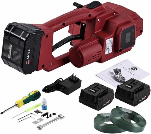 Electric Strapping Machine – 4,500N Tensioner, LCD Display, 4,000mAh Battery, Automatic Portable Banding Tool Kit for 1/2–5/8" PET/PP Straps, Pallet & Box Packaging in Kuwait