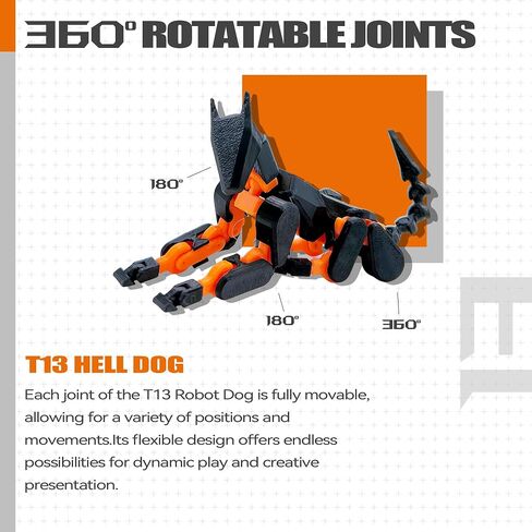 Uodofy Assembly Completed T13 3D Action Figure Set,Dummy Robot Titan 13 Action Figures,Upgraded Tight Joints,3D Printed Multi-Jointed Movable Toy (Black+Orange) in Saudi Arabia