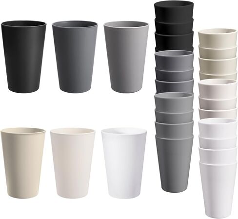 24 Pcs Unbreakable Plastic Cups Set, 20 oz Reusable Plastic Cups, Stackable Water Tumblers, Drinking Cup for Kitchen, Outdoor, BPA-free, Dishwasher Refrigerator and Microwave Safe (20 oz, 6 Colors) in Saudi Arabia