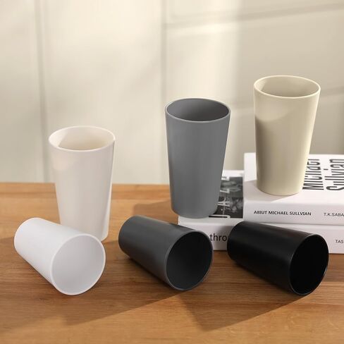 24 Pcs Unbreakable Plastic Cups Set, 20 oz Reusable Plastic Cups, Stackable Water Tumblers, Drinking Cup for Kitchen, Outdoor, BPA-free, Dishwasher Refrigerator and Microwave Safe (20 oz, 6 Colors) in Saudi Arabia