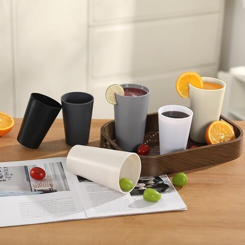 24 Pcs Unbreakable Plastic Cups Set, 20 oz Reusable Plastic Cups, Stackable Water Tumblers, Drinking Cup for Kitchen, Outdoor, BPA-free, Dishwasher Refrigerator and Microwave Safe (20 oz, 6 Colors) in Saudi Arabia