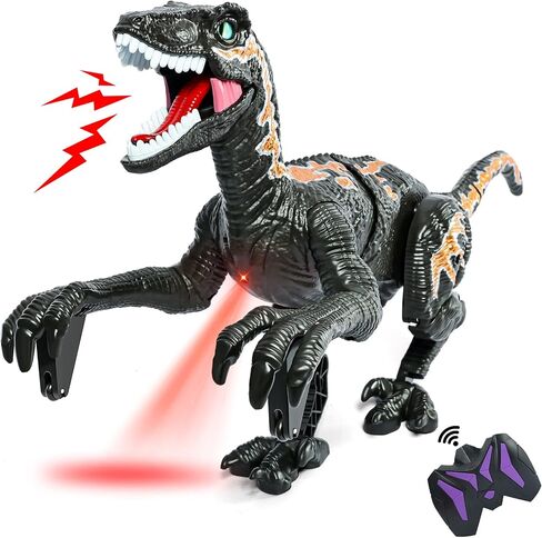 ألعاب ديناصور كبيرة التحكم عن بعد للأطفال-ألعاب الديناصورات المشي للأولاد 5-7 ， RC Jurassic Velociraptor Toys 8-12 ， Robot Dinosaur 3-5 مع ألعاب أصوات خفيفة للأولاد 3+ الأزرق القابل لإعادة الشحن in Kuwait