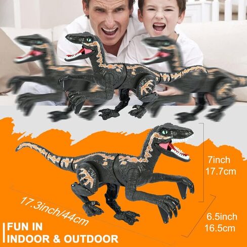 ألعاب ديناصور كبيرة التحكم عن بعد للأطفال-ألعاب الديناصورات المشي للأولاد 5-7 ， RC Jurassic Velociraptor Toys 8-12 ， Robot Dinosaur 3-5 مع ألعاب أصوات خفيفة للأولاد 3+ الأزرق القابل لإعادة الشحن in Kuwait