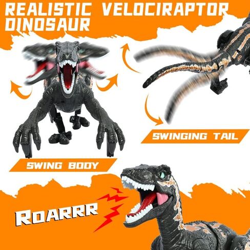ألعاب ديناصور كبيرة التحكم عن بعد للأطفال-ألعاب الديناصورات المشي للأولاد 5-7 ， RC Jurassic Velociraptor Toys 8-12 ， Robot Dinosaur 3-5 مع ألعاب أصوات خفيفة للأولاد 3+ الأزرق القابل لإعادة الشحن in Kuwait