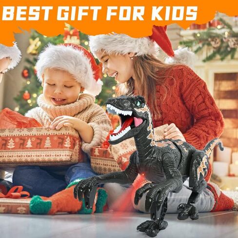 ألعاب ديناصور كبيرة التحكم عن بعد للأطفال-ألعاب الديناصورات المشي للأولاد 5-7 ， RC Jurassic Velociraptor Toys 8-12 ， Robot Dinosaur 3-5 مع ألعاب أصوات خفيفة للأولاد 3+ الأزرق القابل لإعادة الشحن in Kuwait