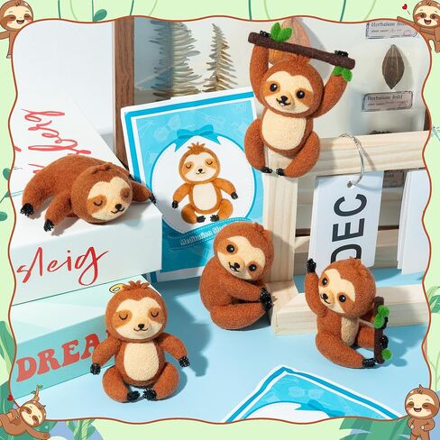 WATINC Wild Animal Needle Felting Kit - Set of 5 Different Zoo Animal Doll Making Wool Felt Needle Felting Tools Foam Pad Mat,DIY Home Decoration Needle Felting Craft Party Supplies for Beginners in Kuwait