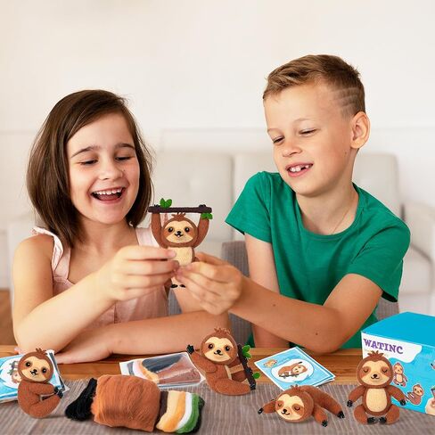 WATINC Wild Animal Needle Felting Kit - Set of 5 Different Zoo Animal Doll Making Wool Felt Needle Felting Tools Foam Pad Mat,DIY Home Decoration Needle Felting Craft Party Supplies for Beginners in Kuwait