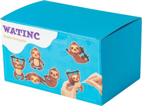 WATINC Wild Animal Needle Felting Kit - Set of 5 Different Zoo Animal Doll Making Wool Felt Needle Felting Tools Foam Pad Mat,DIY Home Decoration Needle Felting Craft Party Supplies for Beginners in Kuwait