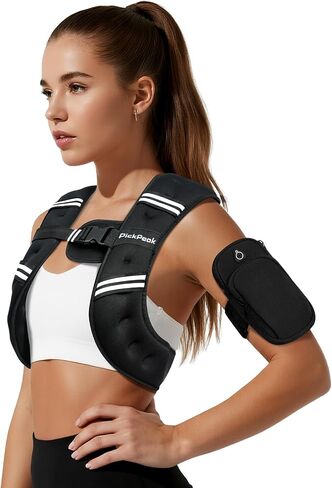 Weighted Vest for Woman Man 5lb/6lb/8lb/12lb/15lb/20lb/25lb/30lb Weighted Vest for Walking, Strength Training Weight Vest with Adjustable Buckle Detachable Phone Pouch for Running Workout in Saudi Arabia