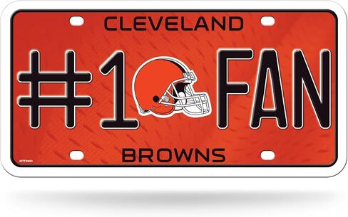 Rico Industries NFL Football Cleveland Browns #1 Fan 6" x 12" Metal Auto Tag - Great for Truck/Car/SUV in Saudi Arabia