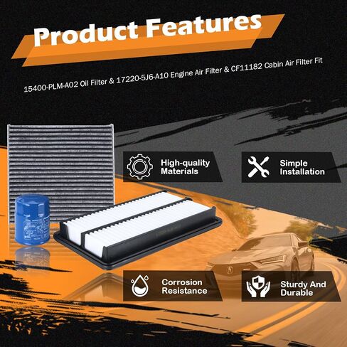 CA11399 Engine Air Filter & CF10134 Cabin Air Filter Fit for 2014-2015 2017-2022 Honda Accord L4 2.0L Hybrid in Saudi Arabia