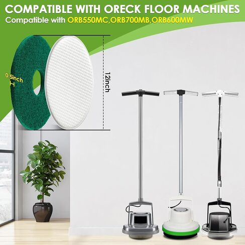 12" Floor Machine Pads Compatible with Oreck Commercial 550MC Orbiter Scrubber Machine, Microfiber Carpet Bonnet, Floor Buffer Pad for Deep Cleaning Tile(3 Pack,Stripper & Bonnet & Buffer) in Saudi Arabia