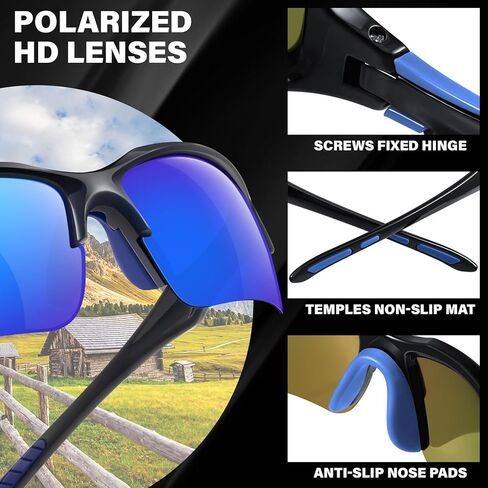 Sports Polarized Sunglasses for Men Cycling Running Fishing UV Protection Sun Glasses Lightweight Half Frame Goggles in Kuwait