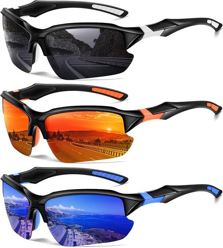 Sports Polarized Sunglasses for Men Cycling Running Fishing UV Protection Sun Glasses Lightweight Half Frame Goggles in Kuwait