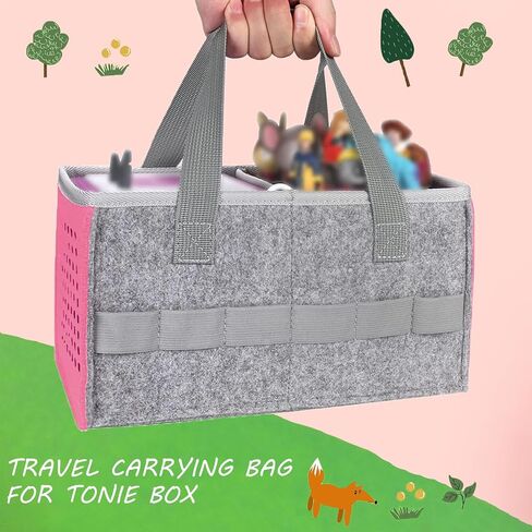 Carrying Case for Toniebox Audio Player Starter Set,Travel Felt Cloth Musical Toy Folding Hand Bag for Tonie Starter Set and Tonies Figures (Green) in Saudi Arabia