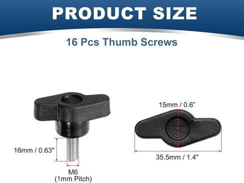 Z- Shaped Thumb Screws 304 Stainless Steel Tee Wing Knobs Screws Clamping t Head, M6 x 20mm Thread Fit for Replace Hand Tightening Knob Supply - Z Shaped (16 Pack, Black) in Saudi Arabia