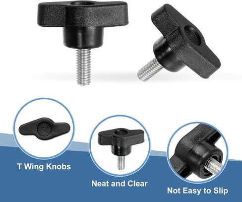 Z- Shaped Thumb Screws 304 Stainless Steel Tee Wing Knobs Screws Clamping t Head, M6 x 20mm Thread Fit for Replace Hand Tightening Knob Supply - Z Shaped (16 Pack, Black) in Saudi Arabia