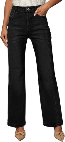 Sidefeel Women's High Waist Zimbaplatinum Jeans Stretch Skinny Slims Ankle Bootcut Jeans with Pockets in Saudi Arabia