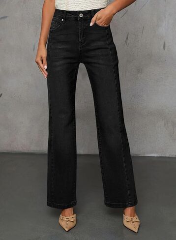 Sidefeel Women's High Waist Zimbaplatinum Jeans Stretch Skinny Slims Ankle Bootcut Jeans with Pockets in Saudi Arabia