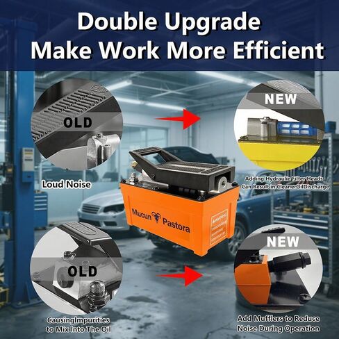 المضخة الهيدروليكية الهيدروليكية 10000 رطل 1.7 لتر خزانة ، منفذ زيت 3/8 "، 2 × 6.5 قدم ، ومضخة القدم الهيدروليكية الهيدروليكية ، الأصفر in Kuwait