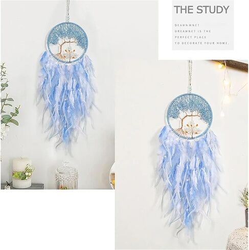 Dream Catcher Tree of Life Wall Hanging Decor Wind Chimes - Boho Decor Dreamcatcher Ornaments(11-Without Lights) in Kuwait