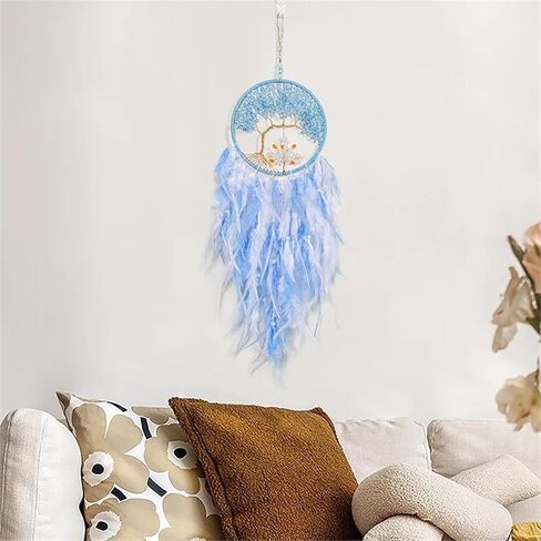 Dream Catcher Tree of Life Wall Hanging Decor Wind Chimes - Boho Decor Dreamcatcher Ornaments(11-Without Lights) in Kuwait
