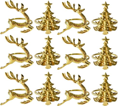 Napkin Rings Set of 12 Bamboo Knuckles Style Gold Napkin Holder Ring for Table Decoration,Wedding,Family Dinner,Party, Christmas,Thanksgiving Day,Birthday in Saudi Arabia