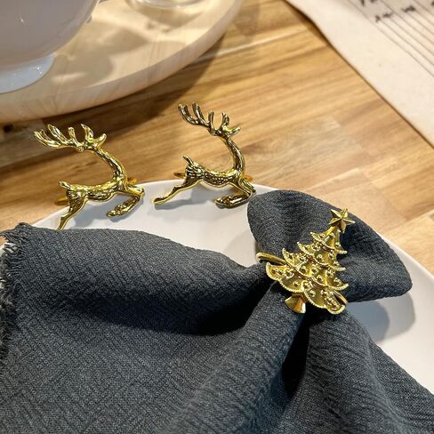 Napkin Rings Set of 12 Bamboo Knuckles Style Gold Napkin Holder Ring for Table Decoration,Wedding,Family Dinner,Party, Christmas,Thanksgiving Day,Birthday in Saudi Arabia