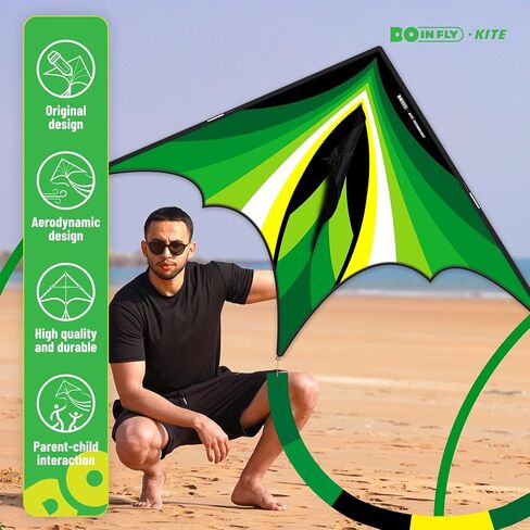 Doinfly- Super Barge Rainbow Delta Kite ، متينة وسهلة للغاية للطيران والمستقرة وسهلة التجميع ، طائرة طائرة طائرة شاطئية ذات خط واحد مع ألعاب وأنشطة في الهواء الطلق. (Delta Rainbow Pro Kite) in Kuwait