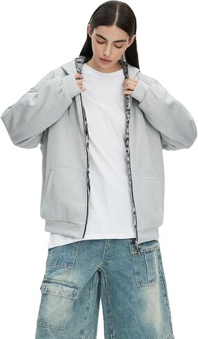 y2k zip up hoodie fur stack stack stack acit warm winter for men fur fur twhies streetwear streetwear streetwear in Saudi Arabia