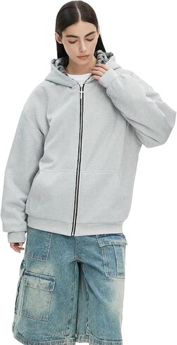 y2k zip up hoodie fur stack stack stack acit warm winter for men fur fur twhies streetwear streetwear streetwear in Saudi Arabia