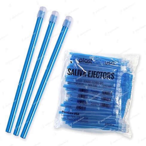 2000 Dental Saliva Ejectors Disposable - Medical Grade Latex Free Evacuation Suction Tips - Flexible White Tube with White Tip (20 Bags of 100) by PlastCare USA in Saudi Arabia