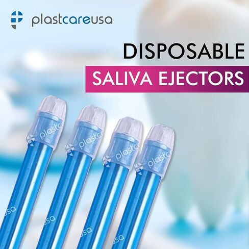 2000 Dental Saliva Ejectors Disposable - Medical Grade Latex Free Evacuation Suction Tips - Flexible White Tube with White Tip (20 Bags of 100) by PlastCare USA in Saudi Arabia