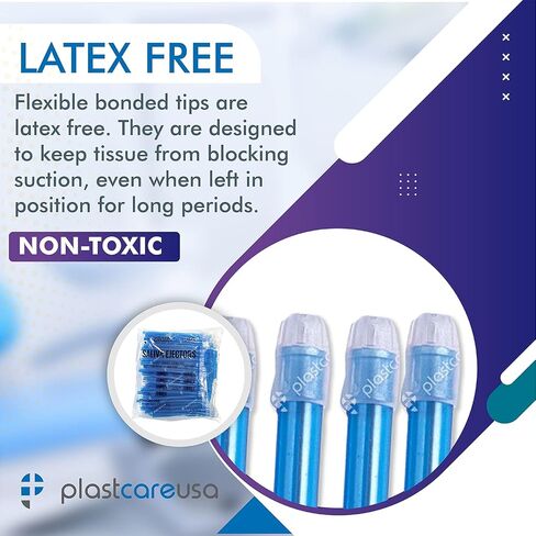 2000 Dental Saliva Ejectors Disposable - Medical Grade Latex Free Evacuation Suction Tips - Flexible White Tube with White Tip (20 Bags of 100) by PlastCare USA in Saudi Arabia